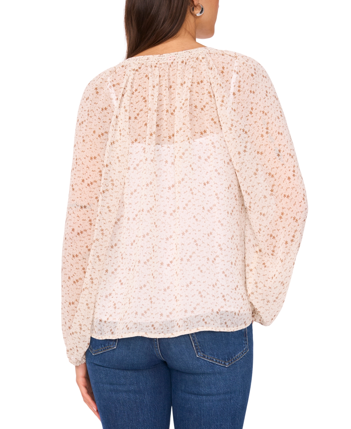 Vince Camuto Abstract Print Long Sleeve Top In Pink