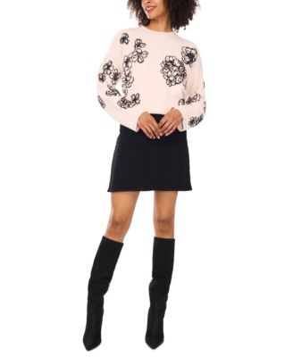 Women's Floral-Embroidered Crewneck Sweater