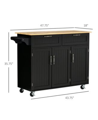 Black Mobile Kitchen: Island with Drawers and Cabinet Storage