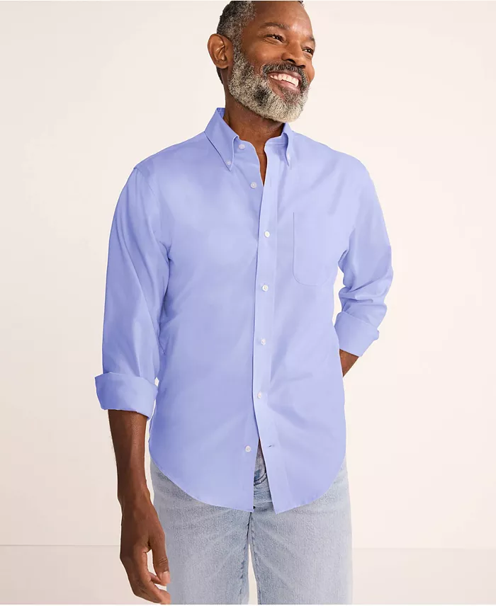 Men's Traditional Fit Solid No Iron Supima Pinpoint Buttondown Collar Dress Shirt - thumbnail 8