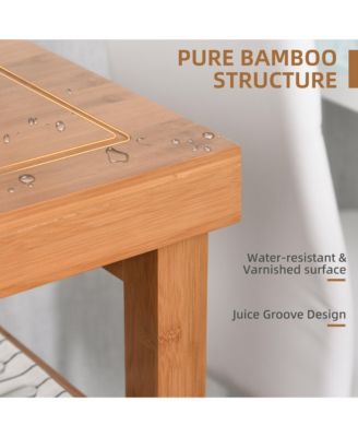 Bamboo Kitchen Organizer: Utility Cart with Drawers and Shelves