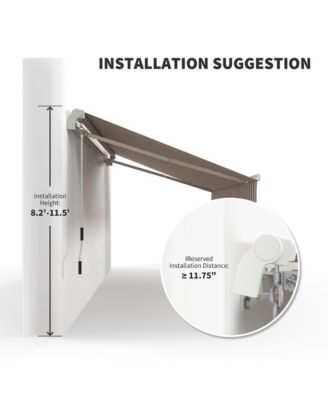 12' x 10' Outdoor Patio Manual Retractable Exterior Window Awning