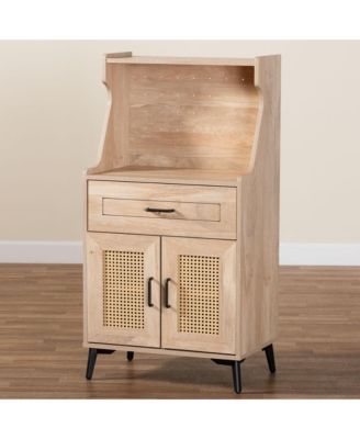 Pavone Mid-Century Modern Oak Brown Wood Kitchen Cabinet