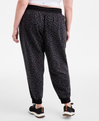 Plus Size Relaxed Animal-Print Fleece Joggers, Macy's Exclusive 