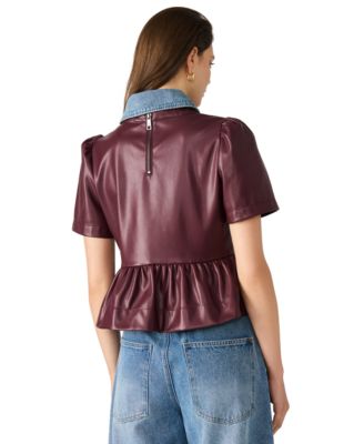 Women's Emeline Faux Leather Collar Top