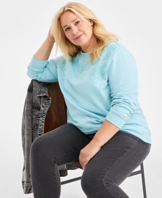 Plus Size Embroidered Crewneck Sweatshirt, Macy's Exclusive