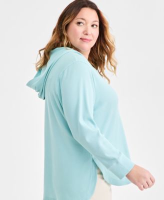 Plus Size Waffle-Knit Hooded Sweatshirt, Macy's Exclusive