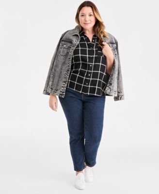 Plus Size Button-Front Perfect Shirt, Macy's Exclusive