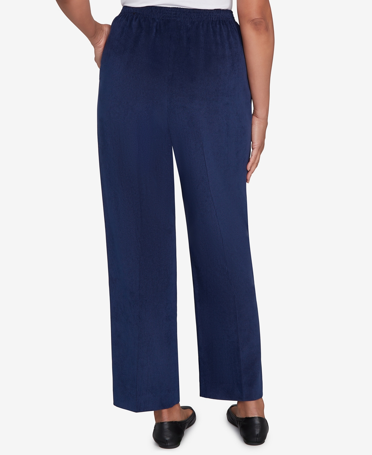 Alfred Dunner Plus Size Classic Corduroy Elastic Waist Medium Length Pants In Blue