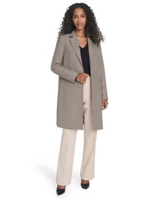 Women's Houndstooth Pattern Topper Long Jacket