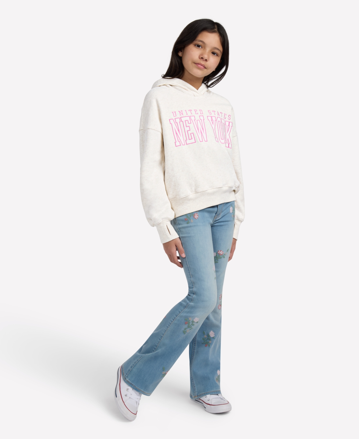 Abercrombie Girls New York Popover Sweatshirt In White
