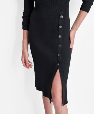 Women's Long Sleeve Mock Neck Midi Sweater Dress