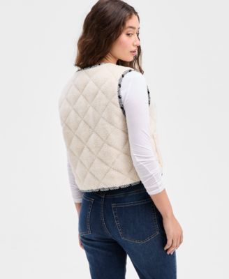 Juniors' Tie-Front Sleeveless Reversible Vest