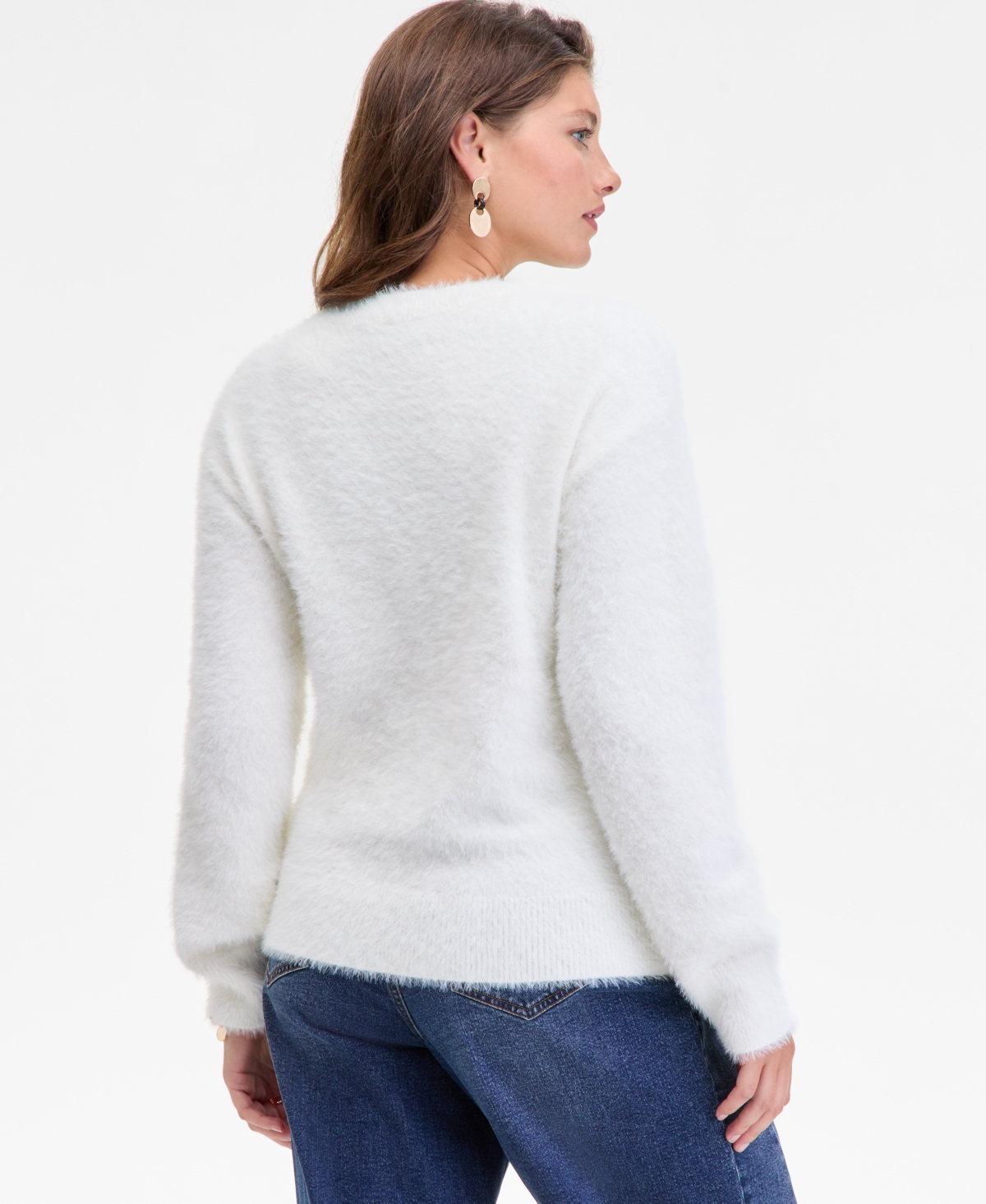 On 34th Women's Eyelash Dog Crewneck Sweater, Macy's Exclusive In Multi