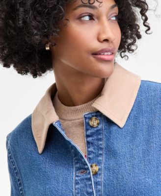 Women's Corduroy Collar Denim Barn Jacket, Macy's Exclusive