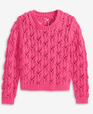 Women's Open-Stitch Crewneck Sweater, Macy's Exclusive