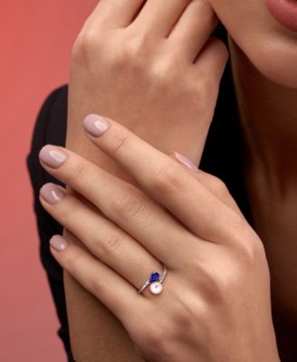 Cultured Freshwater Pearl & Garnet Ring (1/2 ct. t.w.) in 18k Gold-Plated Sterling Silver