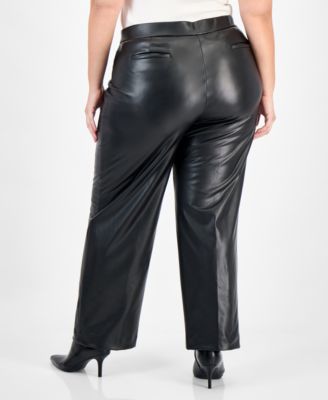 Plus Size High Rise Faux Leather Pants