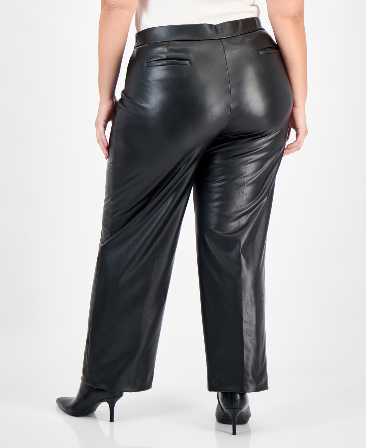 Kasper Plus High Rise Faux Leather Pants