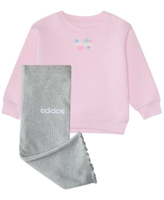 Baby Girls 2-Piece Fleece Pull-On Sweatshirt and Flare-Leg Pants Set