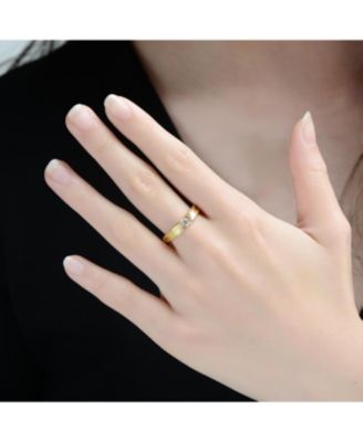 Sterling Silver 14K Gold Plated Clear Cubic Zirconia Band Ring