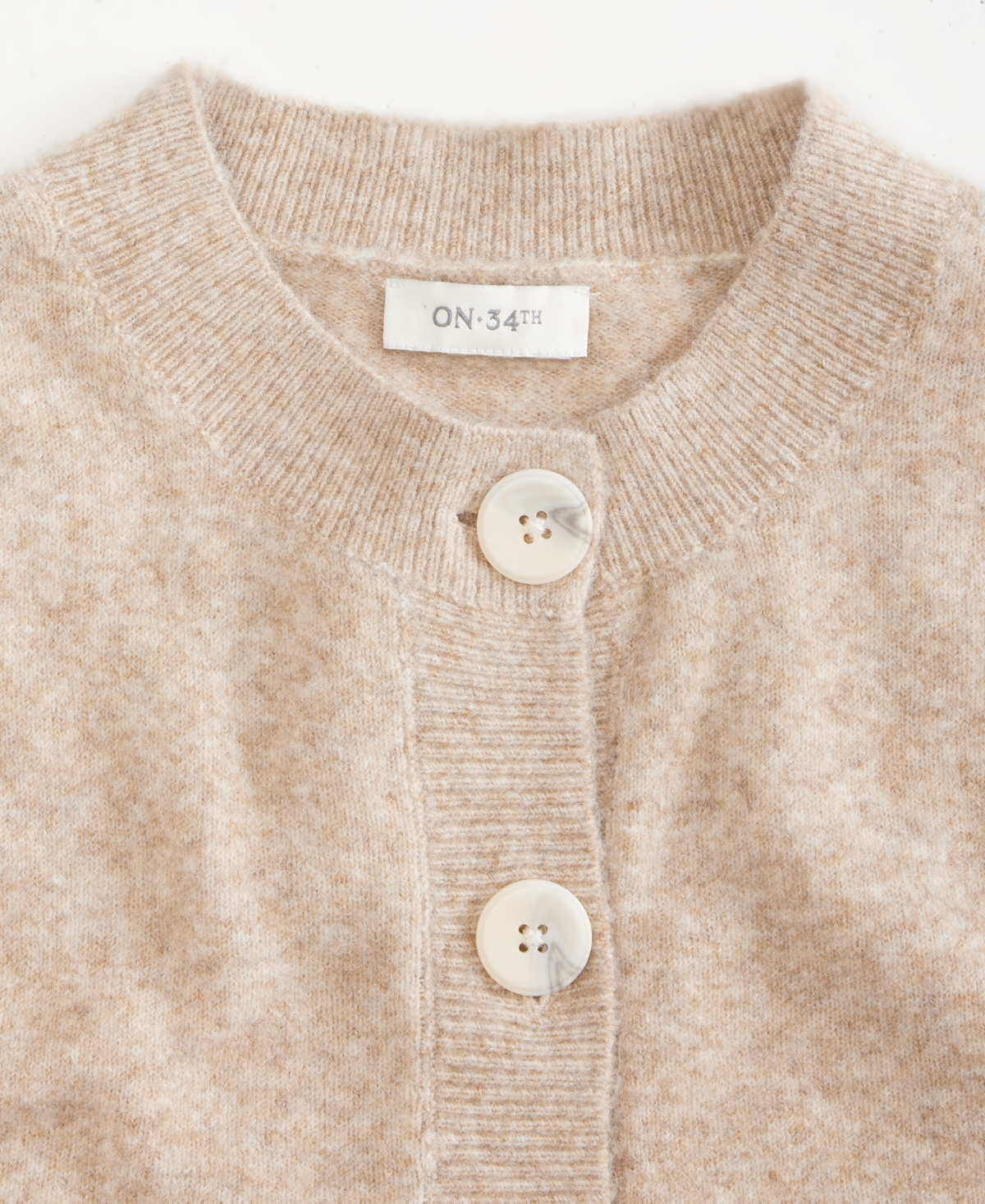 On 34th Women's Brushed Crewneck Cropped Cardigan, Macy's Exclusive In Neutral