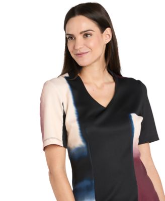 Women's Scuba Placement Colorblock Sheath Dress