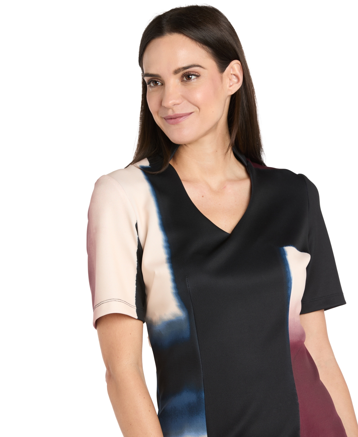 R & M Richards Women's Scuba Placement Colorblock Sheath Dress In Black
