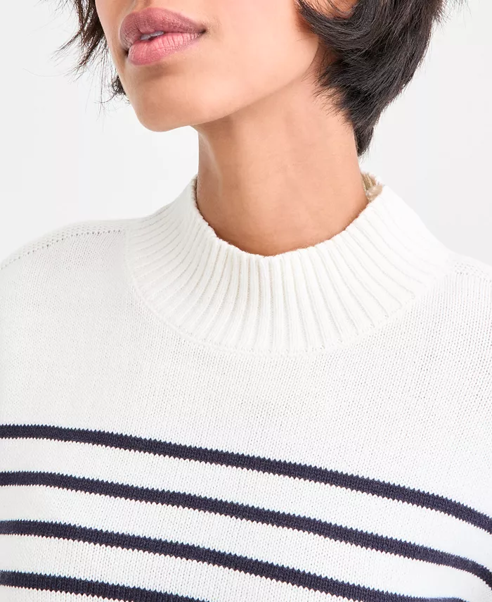 Nautica Women's Mock-Neck Stripe Long-Sleeve Sweater - thumbnail 3