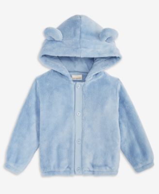 First Impressions - Baby Bear-Ear Hooded Faux-Sherpa Jacket