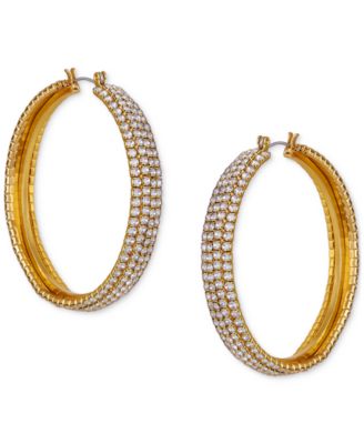 GUESS - Crystal Pav&eacute; Large Hoop Earrings