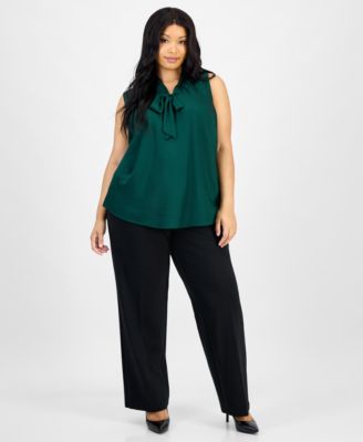 Plus Size Tie-Neck Sleeveless Top