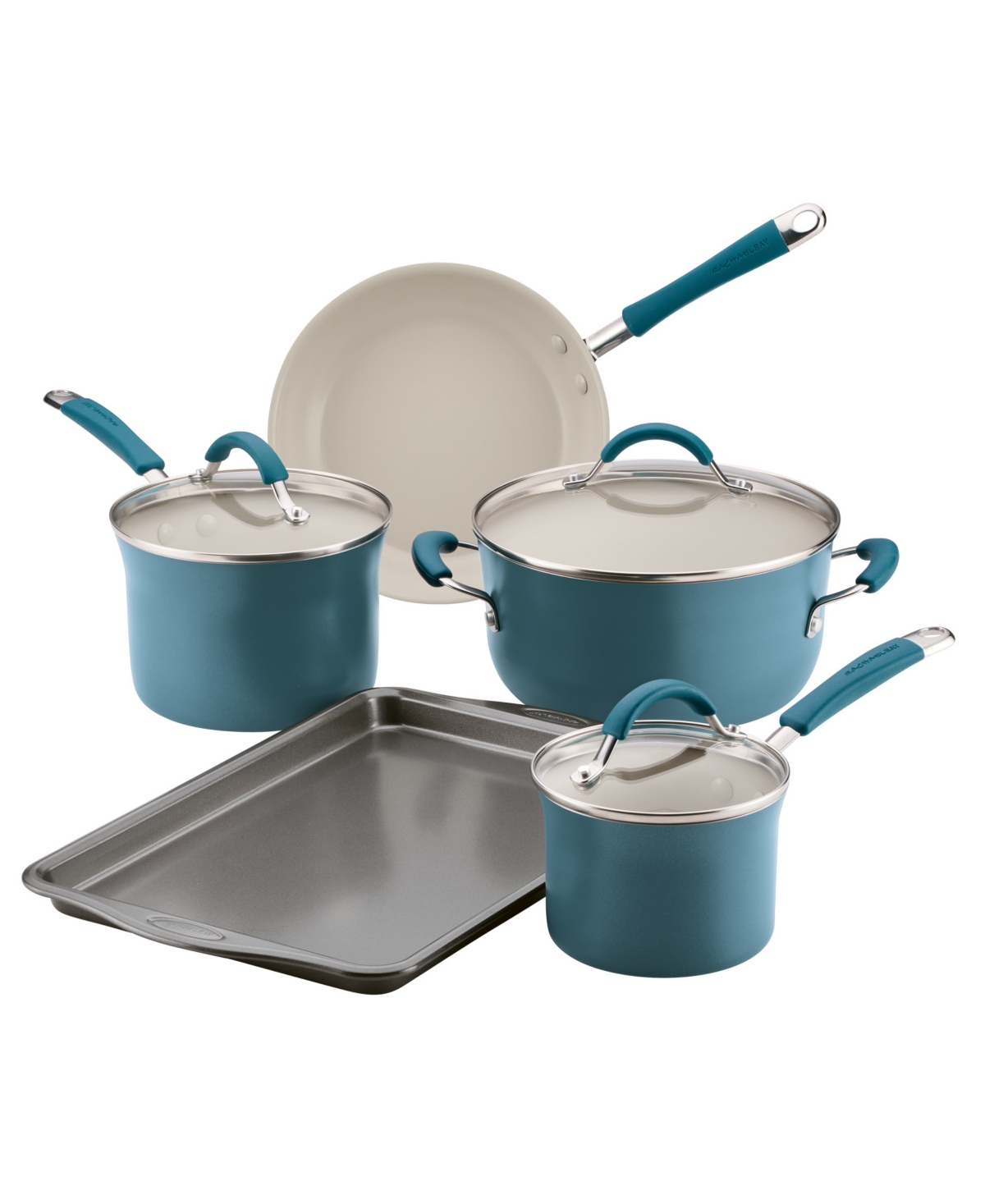 Rachael Ray Cucina Ceramic Nonstick 8-pc. Cookware Set In Blue