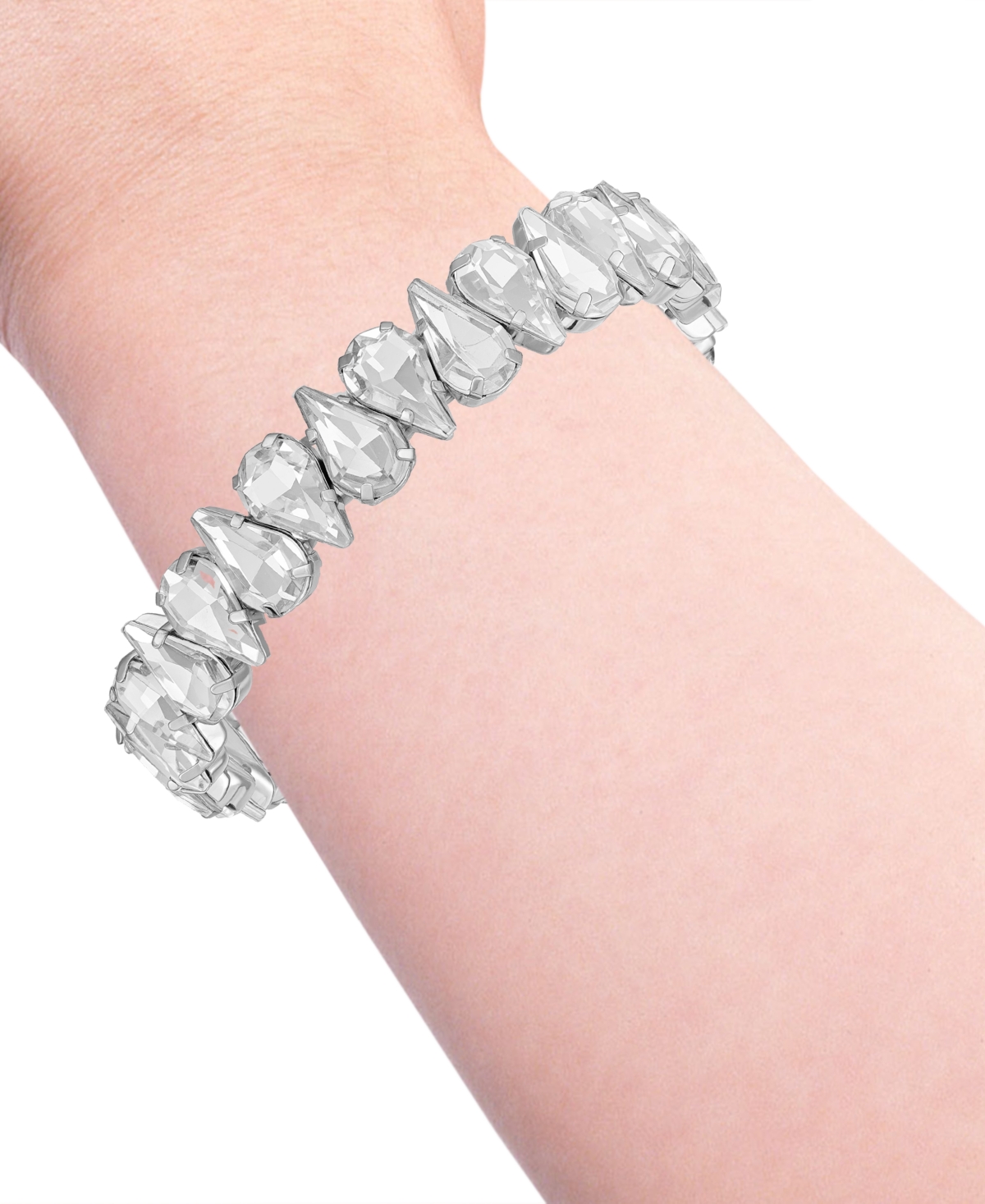 Guess Crystal Rhinestone Stretch Bracelet In Silver