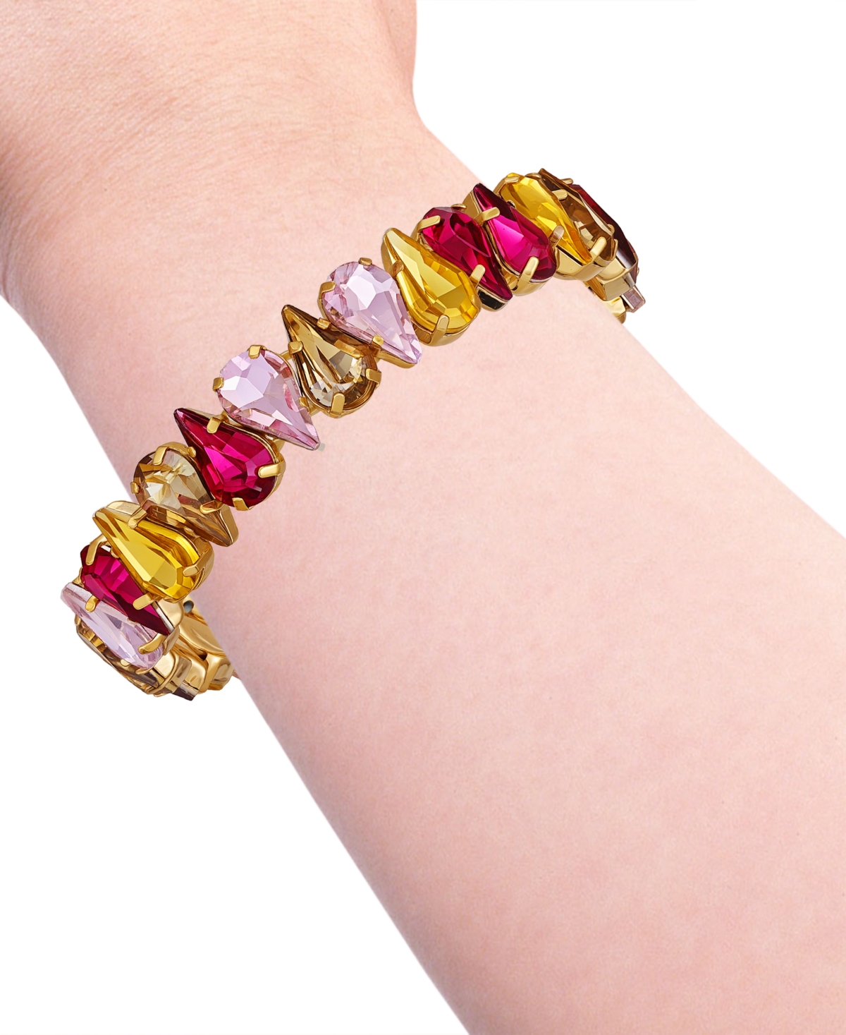 Guess Crystal Rhinestone Stretch Bracelet In Gold