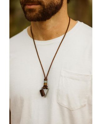 Triangle and Beaded Leather Adustable Necklace