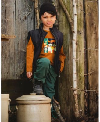 Boy Long Sleeve Cotton Jersey Tee Shirt Orange Brown - Child