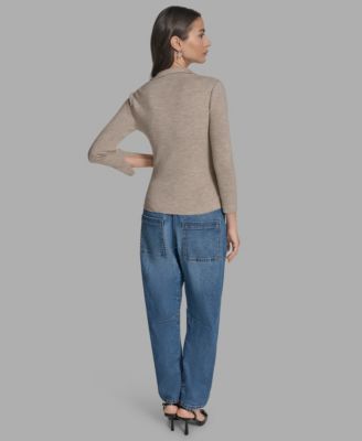 Women's Long Sleeve Argyle Sweater