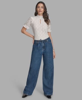 BCBG - Women's Straight-Leg Tie-Waist Jeans
