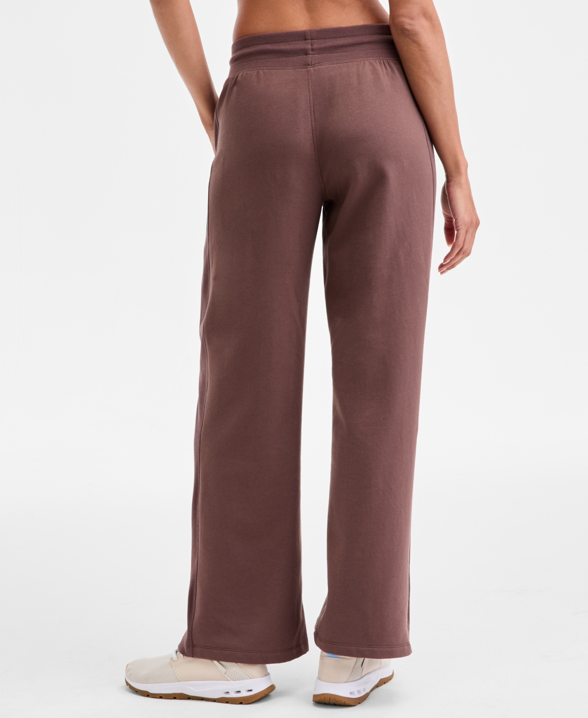 Id Ideology Women's Relaxed High-rise Flare-leg Fleece Pants, Macy's Exclusive In Brown