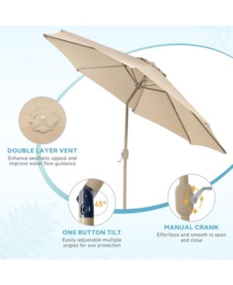 9FT Outdoor Patio Market Umbrella Aluminum Frame with Push Button Tilt Crank and 8 Steel Ribs, UV Protection Waterproof, for Garden Deck Backyard and Pool