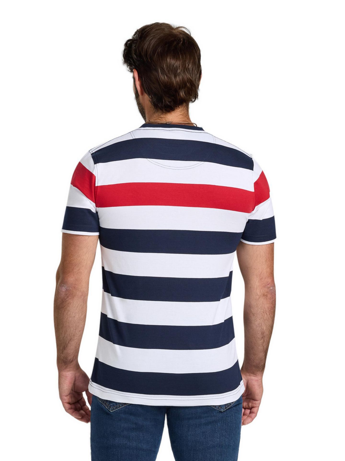 Мужская футболка Raging Bull Contrast Chest Stripe, цвет: Тёмно-синий / Красный — фото 3