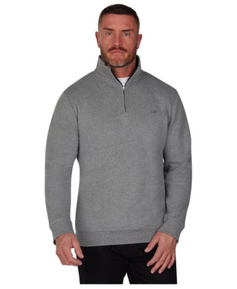 Мужской топ Raging Bull Jersey Quarter Zip Sweat, цвет: Серый меланжевый
