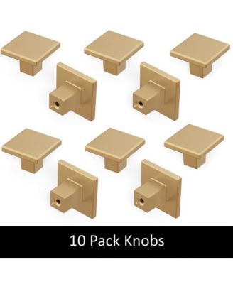 Brushed Brass Square Cabinet Knob 10-Pack
