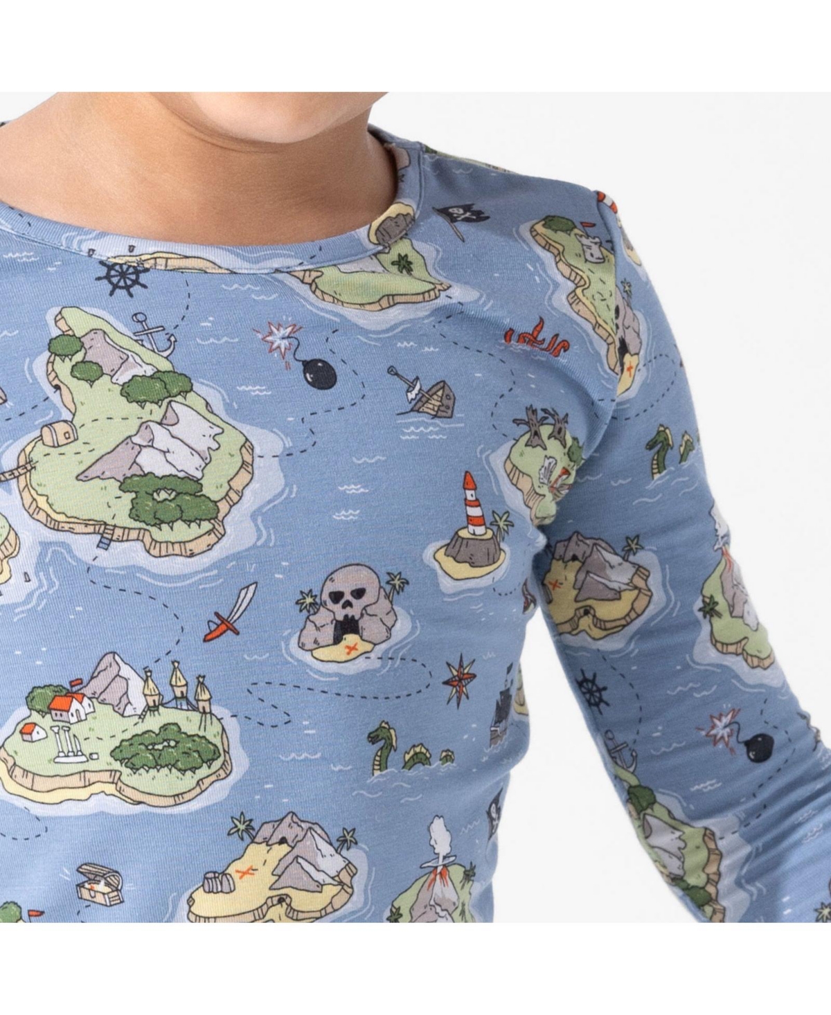 Bellabu Bear Unisex Kids' Pirate Cove Set Of 2 Piece Pajamas In Blue