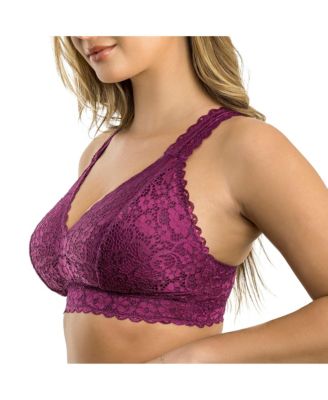 Women's Adriana Wire-Free Lace Bralette, Blackberry, 30I