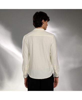 Men's Pale Yellow Hive-Textured Shirt