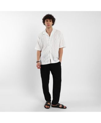 Men's Daisy White Argyle-Textured Oversized Shirt