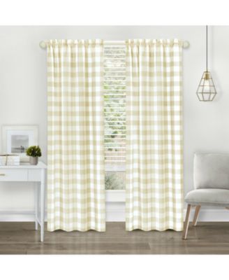 Modern Farmhouse 2 Piece Large Buffalo Plaid Check Rod Pocket Curtains - 84 in - Baby Blue