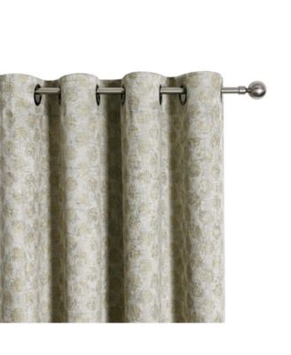 2 Piece Contemporary Chic Metallic Abstract Circles Light Filtering Grommet Top Curtains - Navy